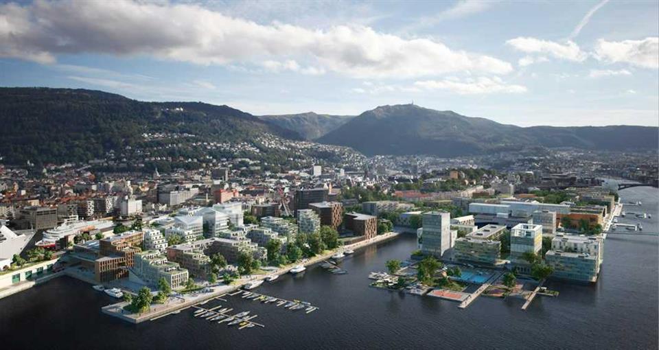 Bergen in Norway seen from above